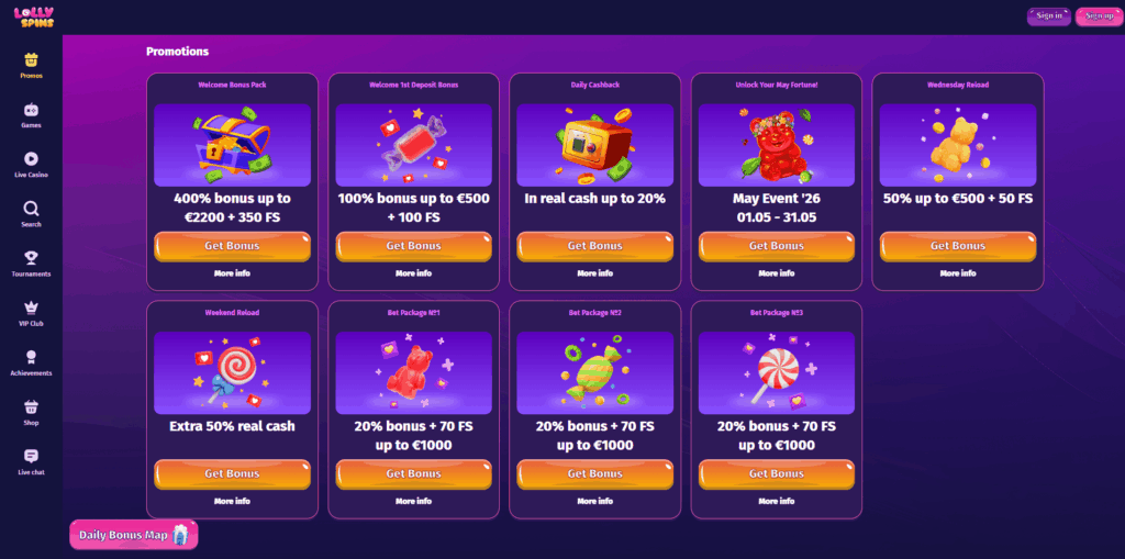 Lolly Spins Casino Free Spins
